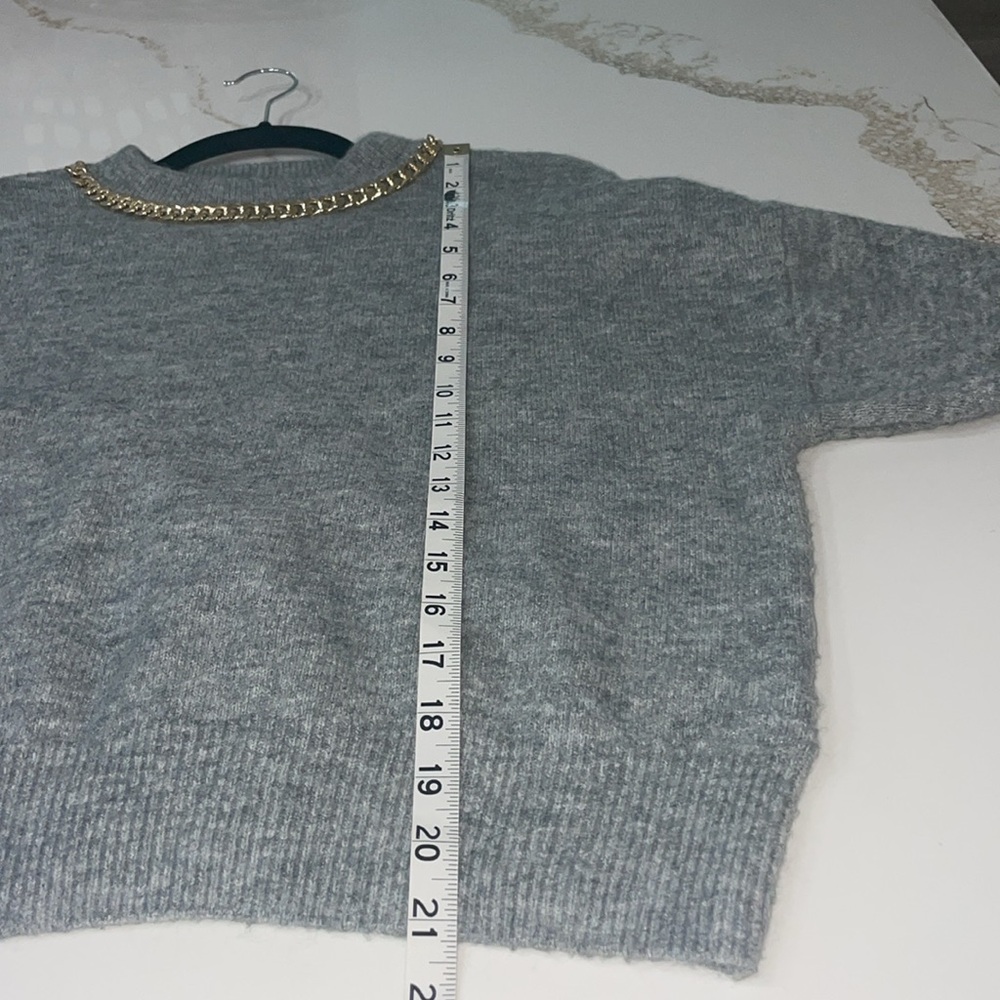 H&M Gray Crew Neck Chain Detail Sweater | S - Picture 7 of 7